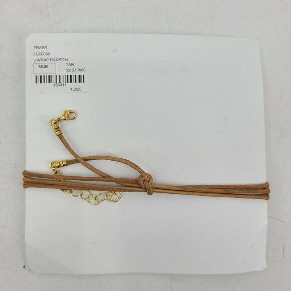 New Frasier Sterling 3 Wrap Ransom Lightning Choker Brown Leather Gold - Picture 4 of 4